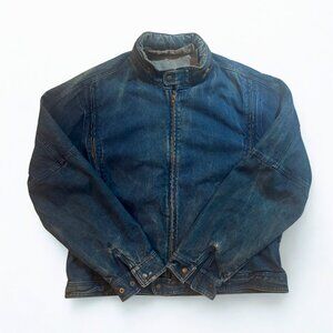 Vintage Saddlery Denim Jacket, 2X, Made in USA, Hooded Moto Style